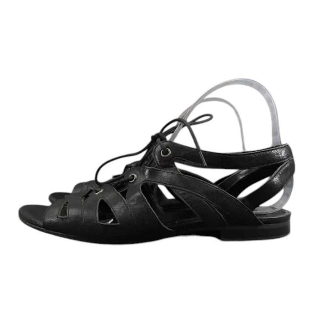 Vaneli Shoes Womens 9 Sandal Gladiator Leather Lace Up Flats Fashion Black Boho - Picture 3 of 15